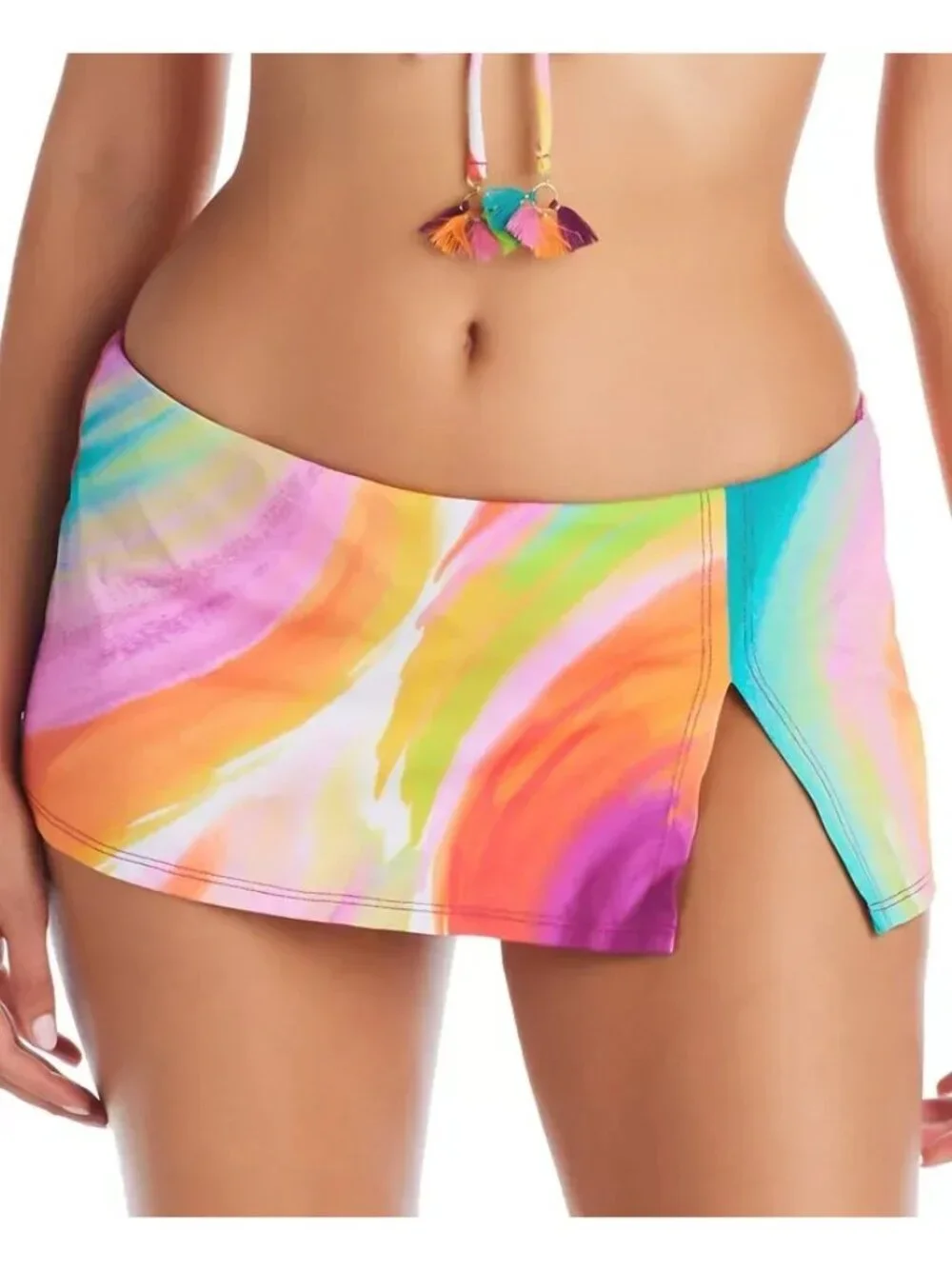 Bleu Rod Beattie 14 Splash Out Slit Skirt Bikini Bottom Swimwear Ombre Swimwear